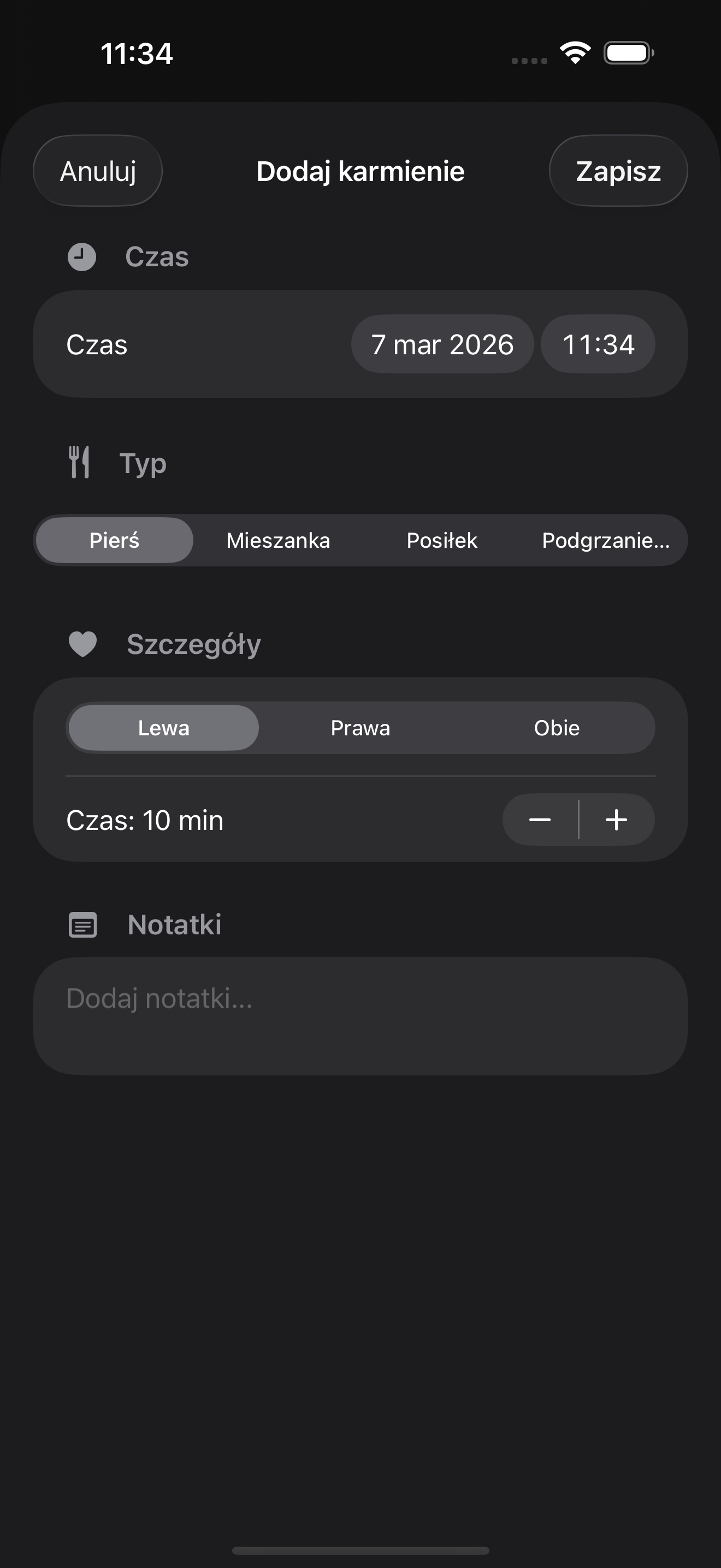 Śledzenie Karmienia