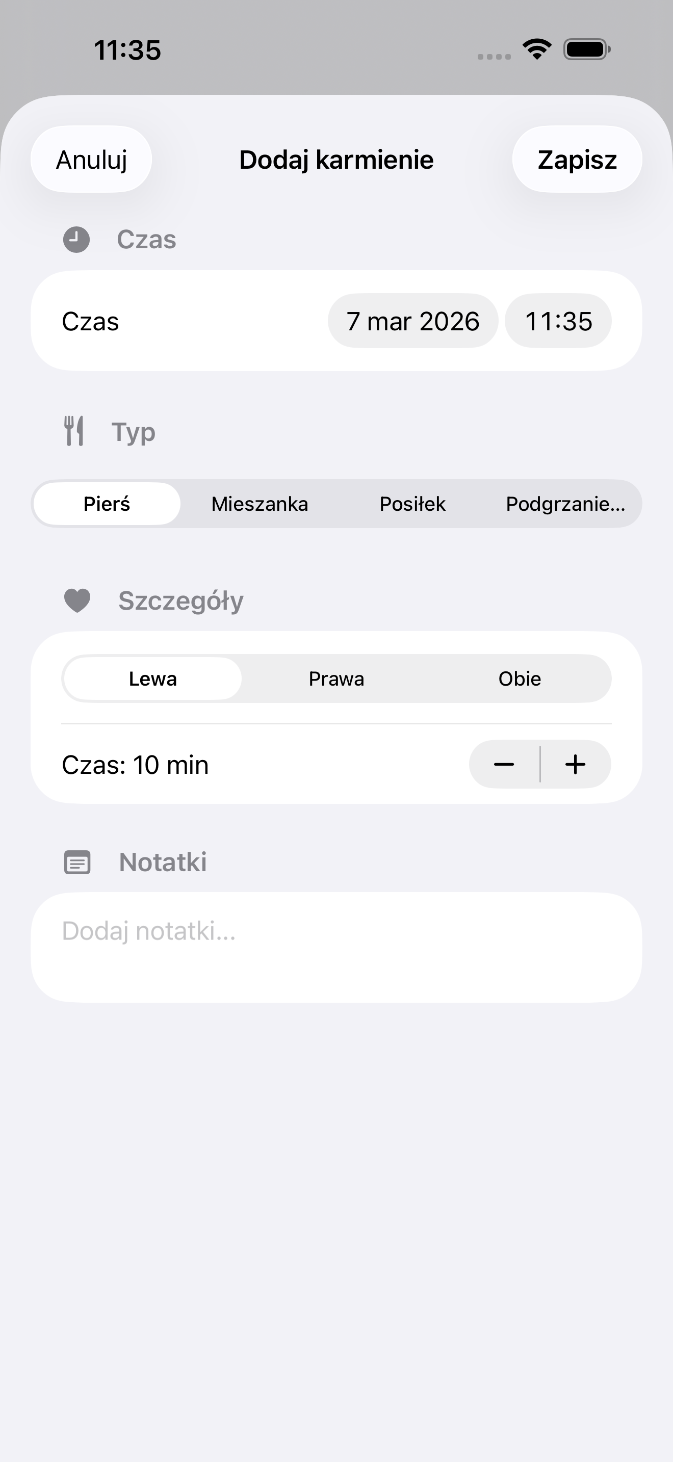 Śledzenie Karmienia