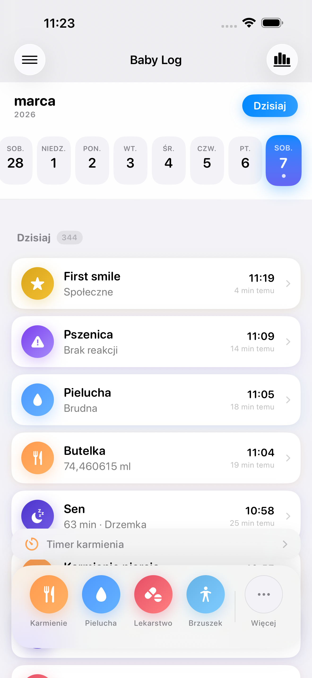 Baby Log app screenshot
